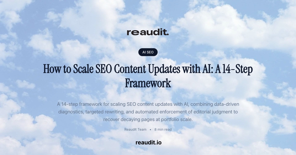 Как да мащабирате актуализациите на SEO съдържание с AI: Рамка от 14 стъпки